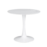 Velets 40" White Marble Top Tulip Dining Table - White